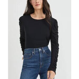 Athleta Black Ruched Sleeve Long Sleeve Top Women’s XS